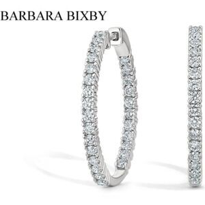 Barbara Bixby Sterling Silver inside out Pave hoop earrings